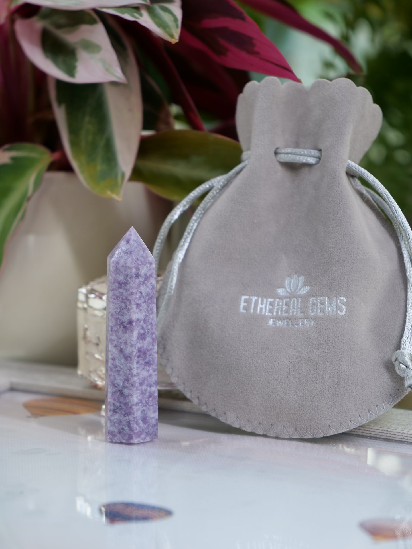 Lepidolite 2.5-inch Natural Energy Crystal Tower Point Mineral Gemstone, Home Decoration Obelisk Gift Meditation Wand Gem