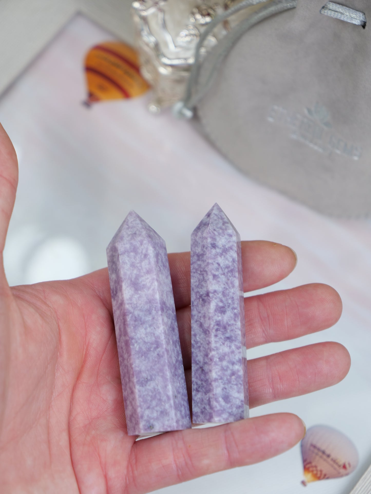 Lepidolite 2.5-inch Natural Energy Crystal Tower Point Mineral Gemstone, Home Decoration Obelisk Gift Meditation Wand Gem