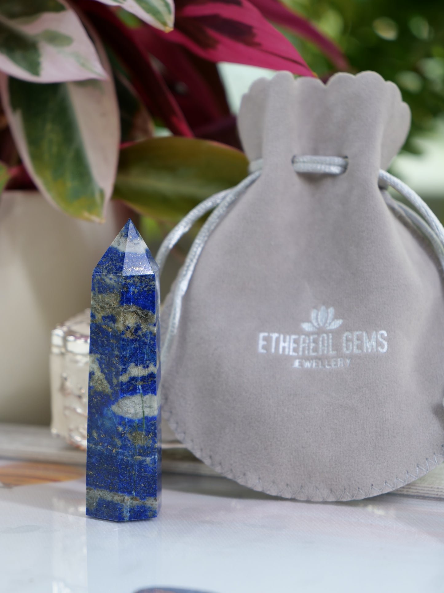 Lapis Lazuli 3-inch Natural Energy Crystal Tower Point Mineral Gemstone, Home Decoration Obelisk Gift Meditation Wand Gem