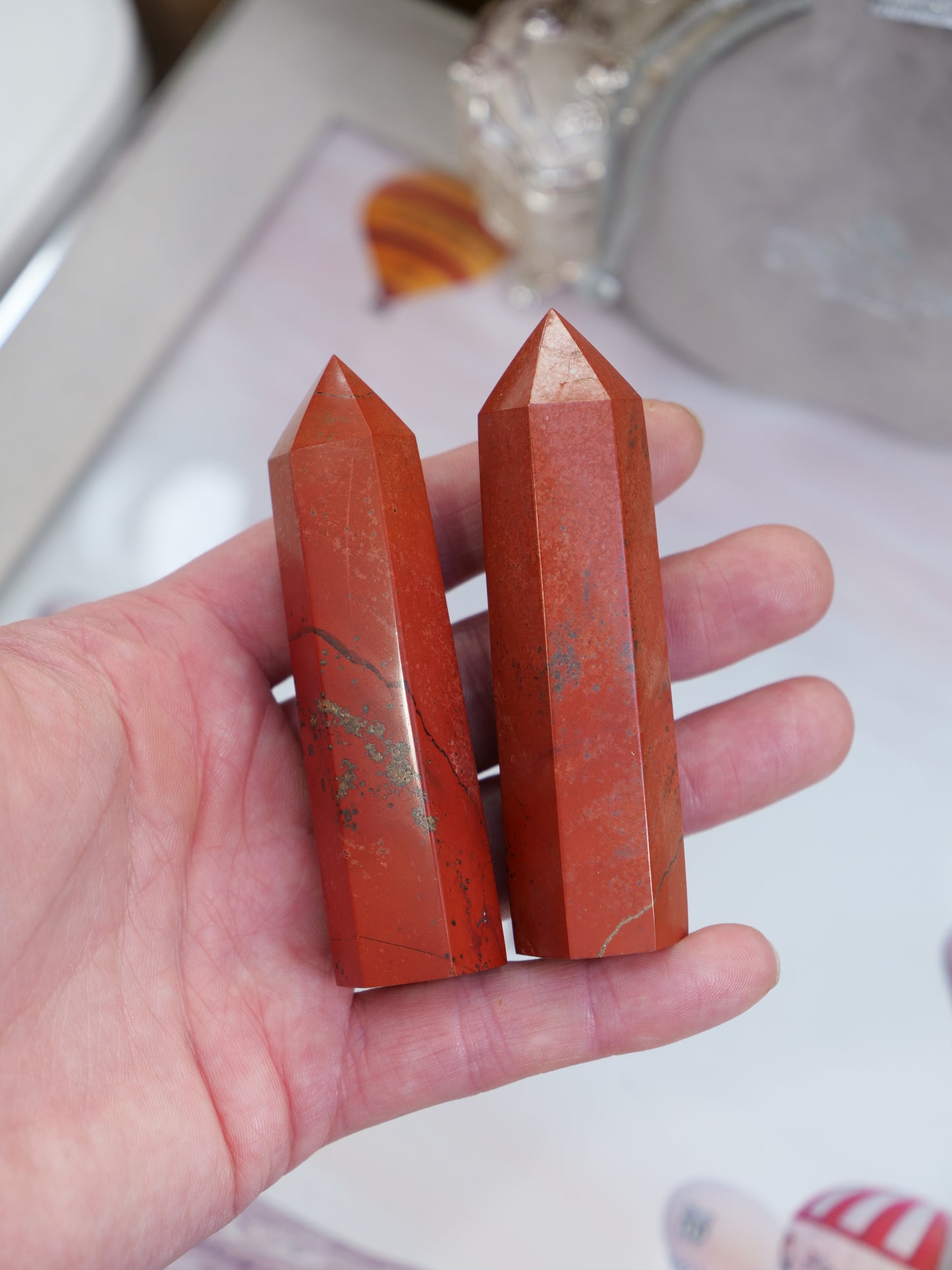 Red Jasper 3-inch Natural Energy Crystal Tower Point Mineral Gemstone, Home Decoration Obelisk Gift Meditation Wand Gem