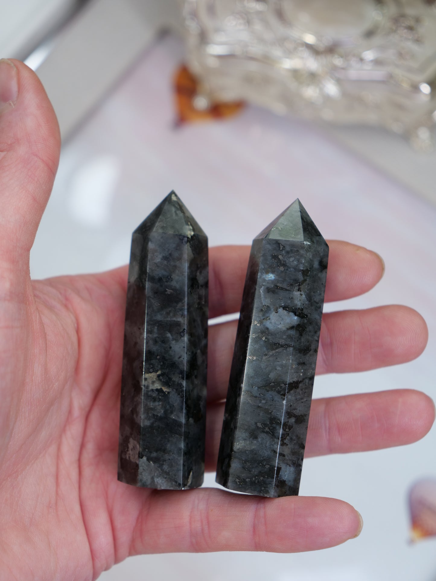 Larvikite 2.8-inch Natural Energy Crystal Tower Point Mineral Gemstone, Home Decoration Obelisk Gift Meditation Wand Gem