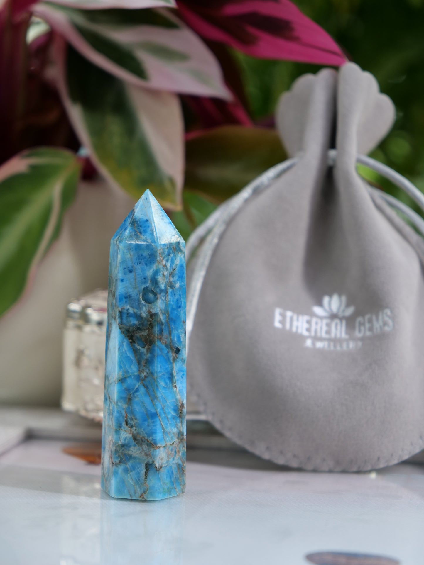 Apatite 3-inch Natural Energy Crystal Tower Point Mineral Gemstone, Home Decoration Obelisk Gift Meditation Wand Gem