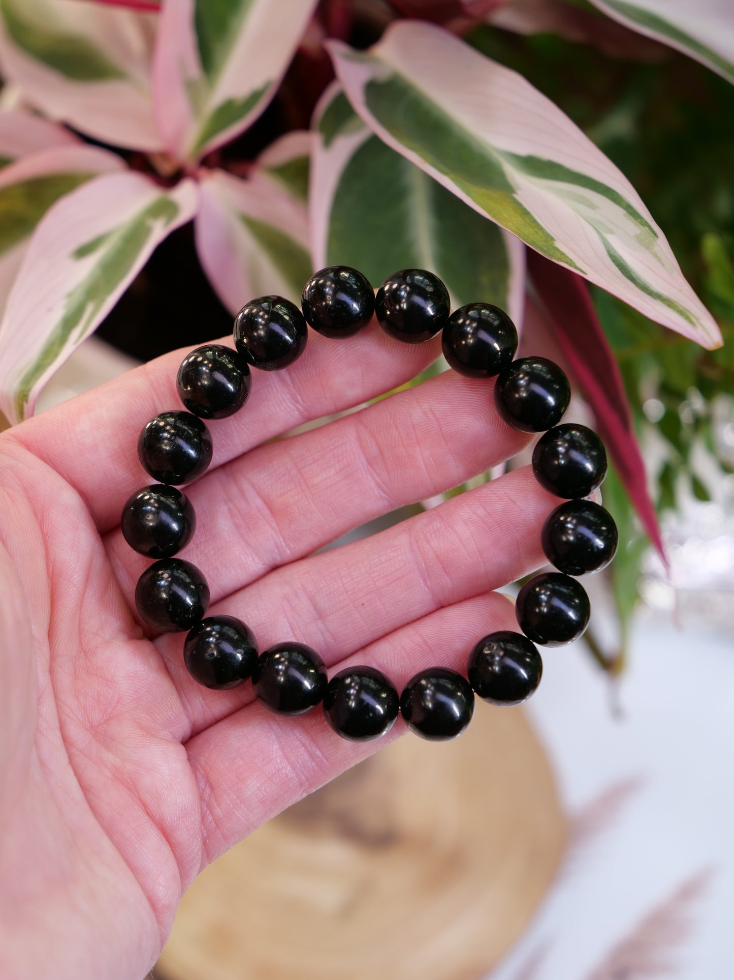 Jet 8mm Beaded Natural Gemstone Elastic Bracelet, Genuine Top Grade Gift Jewelry, Men Women Fashion Crystal Energy Jewellery