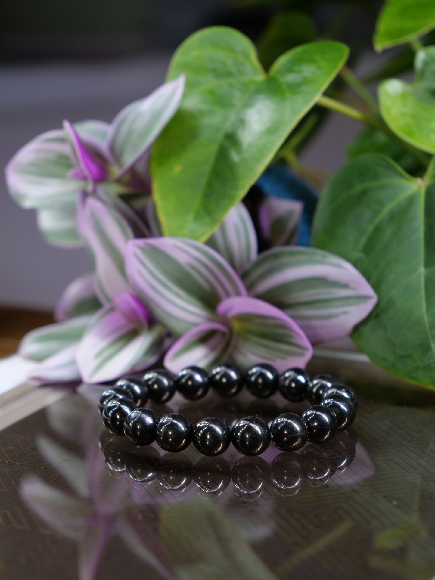 Jet 8mm Beaded Natural Gemstone Elastic Bracelet, Genuine Top Grade Gift Jewelry, Men Women Fashion Crystal Energy Jewellery