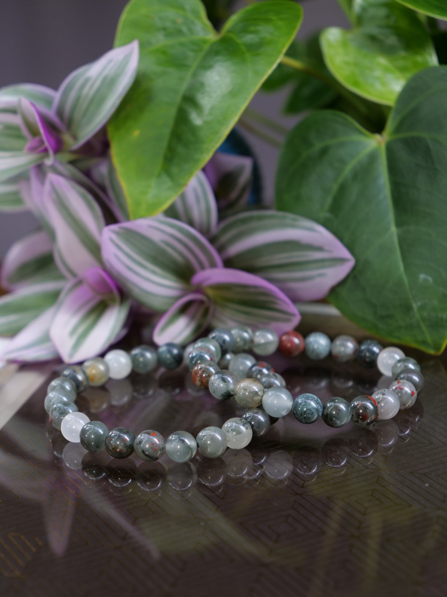 African Bloodstone 8Mm Beaded Natural Gemstone Elastic Bracelet Genuine Top Grade Gift Jewelry Men