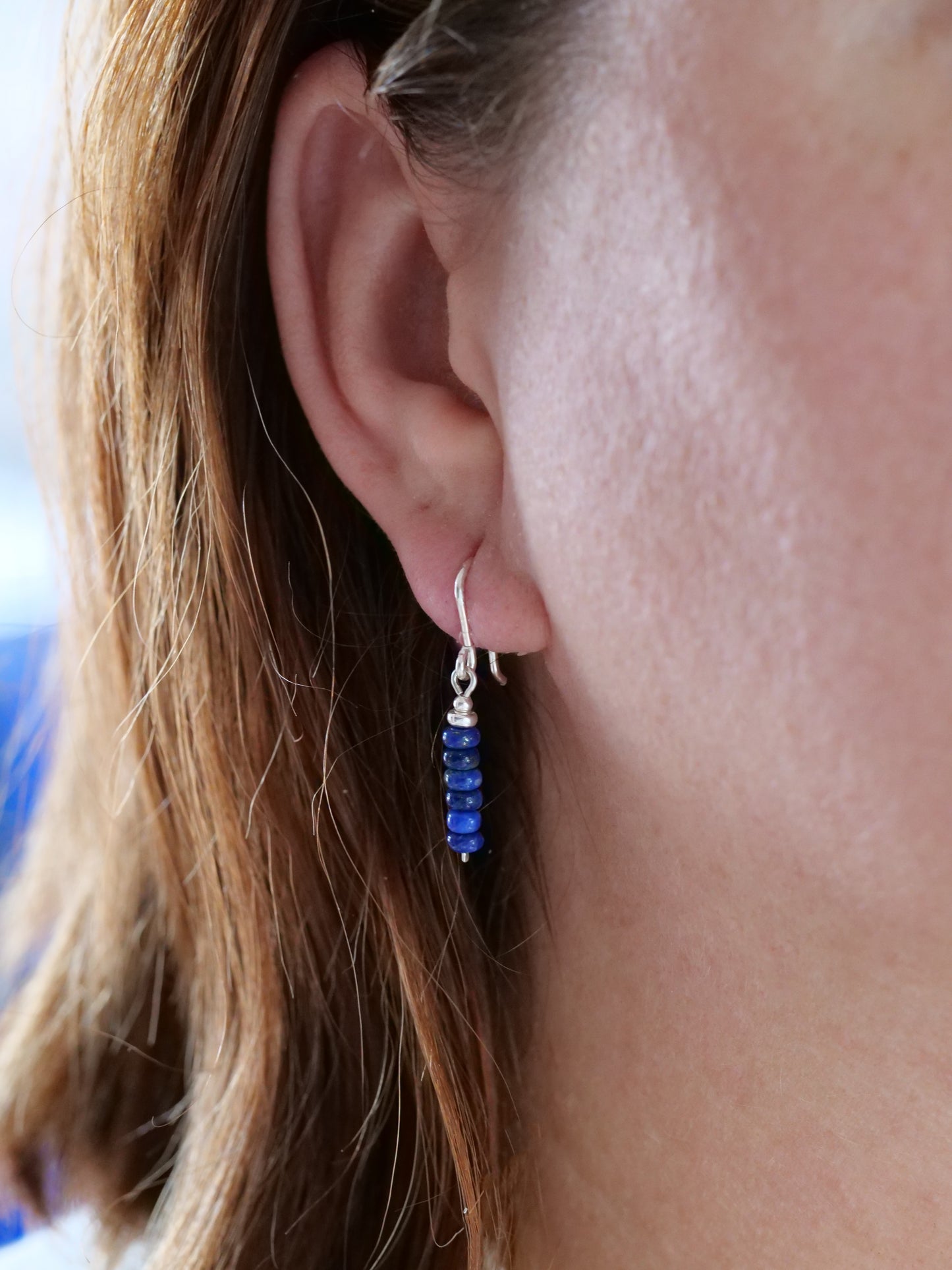 Lapis Lazuli Dangle Natural Gemstone Sterling Silver Earrings, Genuine Top Grade Gift Jewelry, Women Fashion Jewellery
