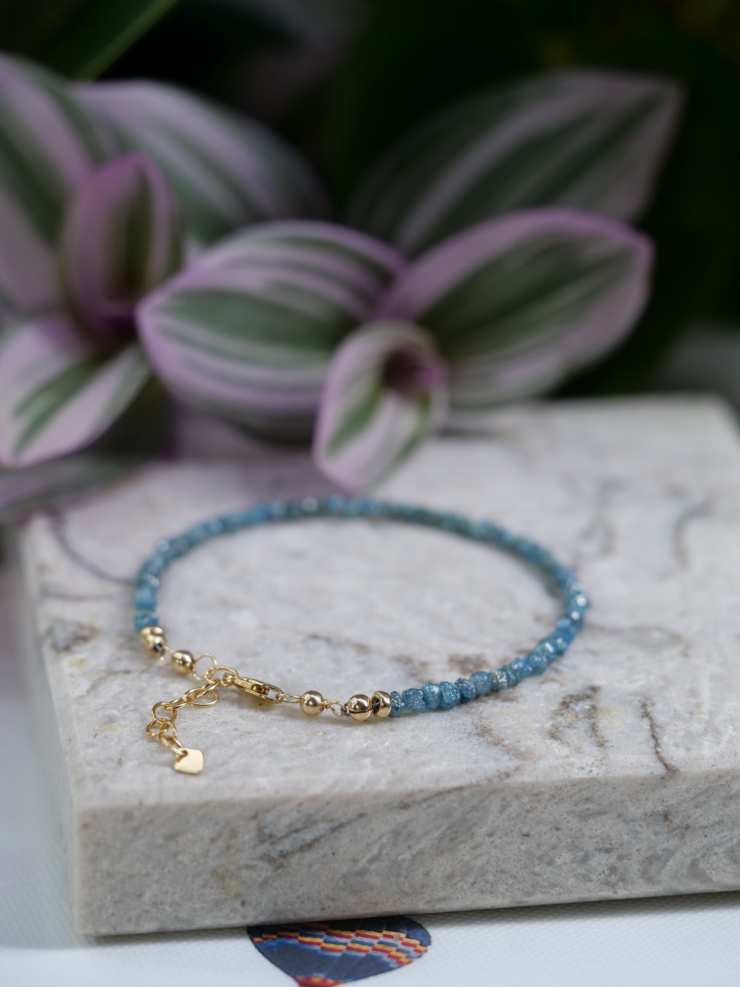 Blue Diamond Raw 3mm Beaded Natural Gemstone Sterling Silver/14ct Gold Filled Bracelet, Genuine Top Grade Gift Jewelry, Woman Jewellery
