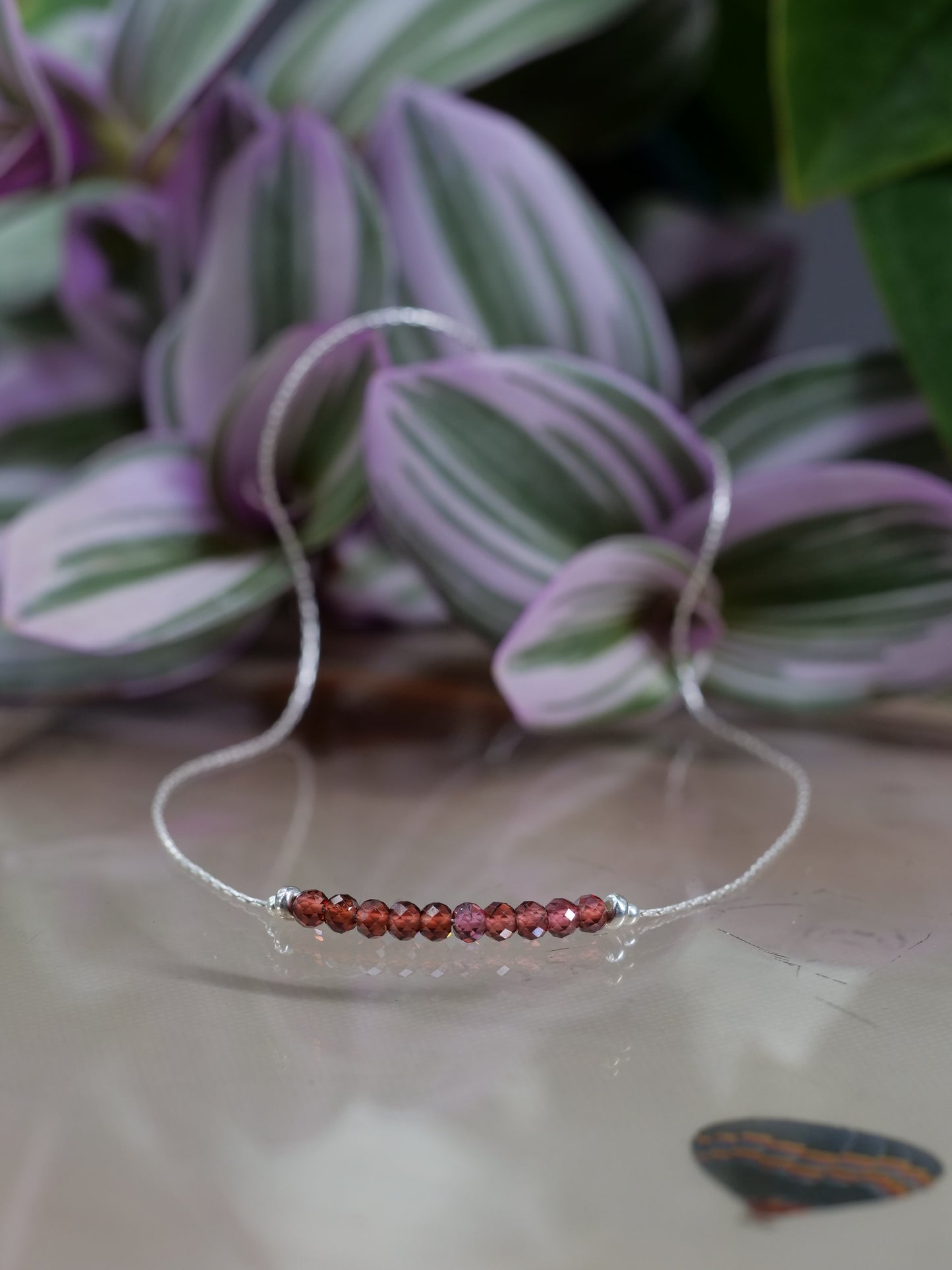 Malaya Garnet 3mm Natural Gemstone Sterling Silver Dainty Necklace, Genuine Top Grade Gift Jewelry, Women Crystal Energy Jewellery