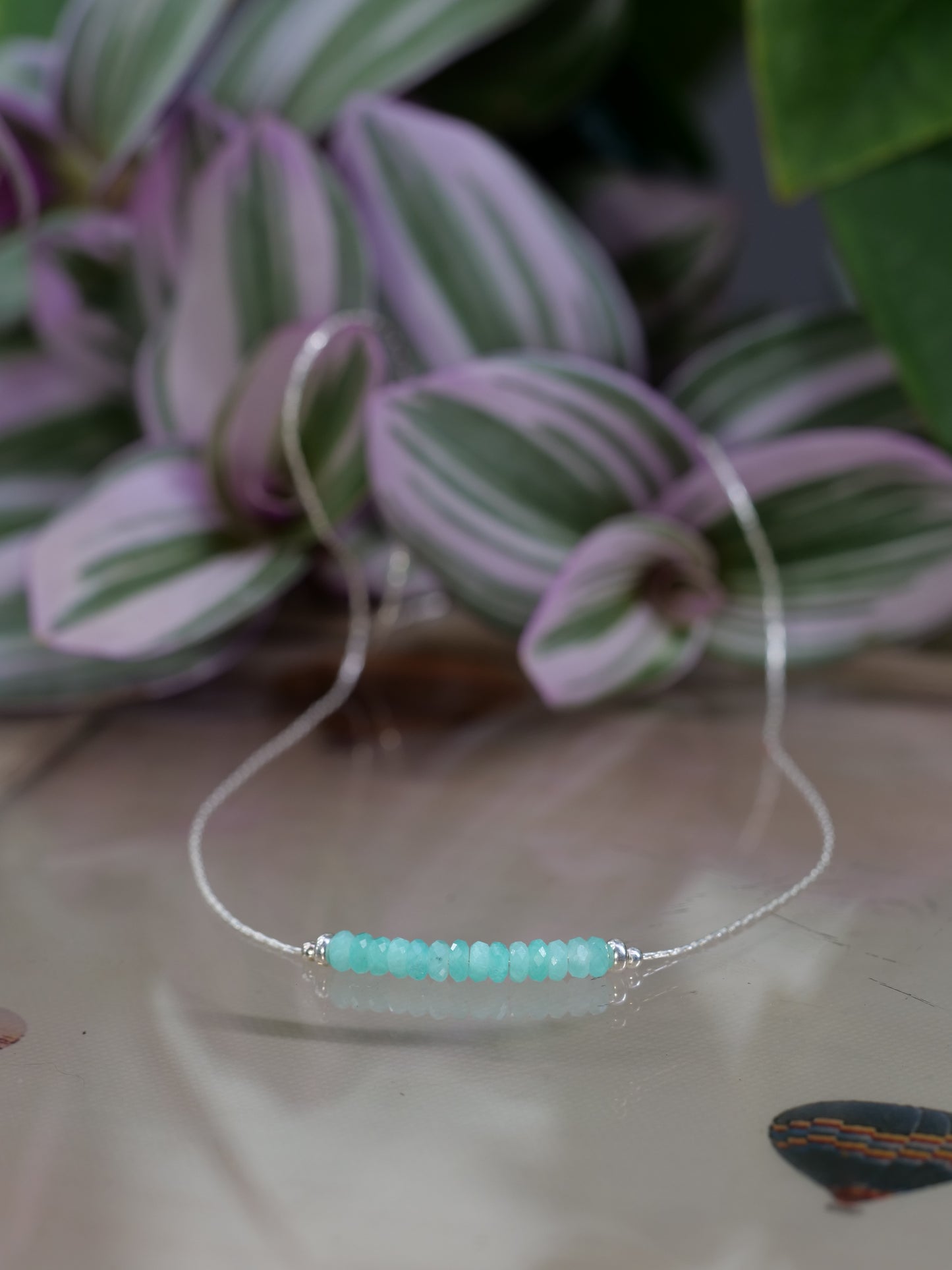 Mozambique Amazonite Natural Gemstone Sterling Silver Dainty Necklace, Genuine Top Grade Gift Jewelry, Women Crystal Energy Jewellery