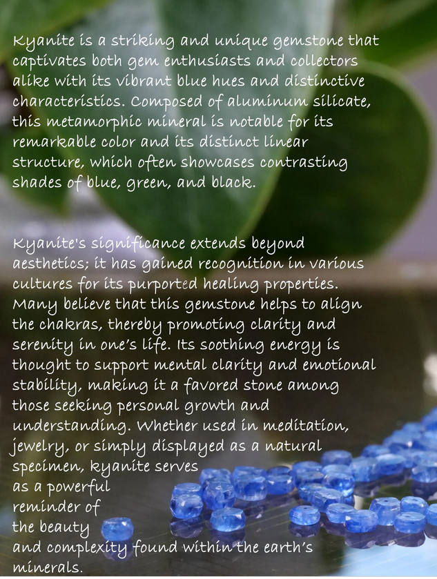 Kyanite 5mm Natural Gemstone Sterling Silver Bar Pendant Necklace, Genuine Top Grade Gift Jewelry, Women Fashion Crystal Energy Jewellery