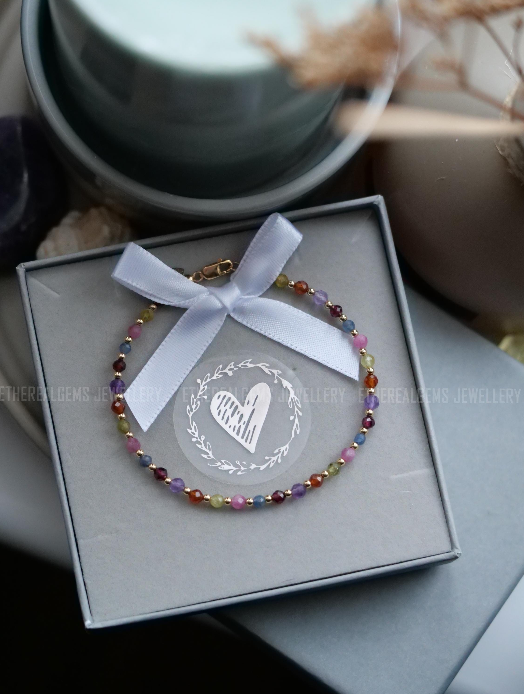3mm Tiny Gemstone Bracelet, Dainty gemstone bracelet, Statement bracelet, Stacking bracelet, Multicolour bracelet