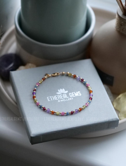3mm Tiny Gemstone Bracelet, Dainty gemstone bracelet, Statement bracelet, Stacking bracelet, Multicolour bracelet
