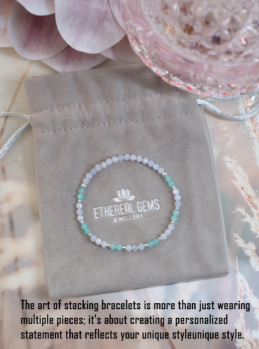 3mm Minimalist Gemstone Bracelet, Amazonite bracelet, Blue Lace Agate bracelet, Elastic gemstone bracelet, Stacking bracelet, Beach bracelet