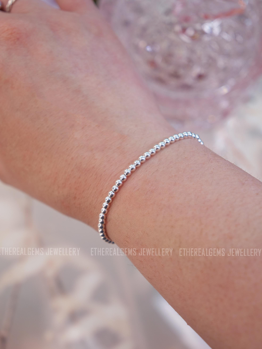 Sterling Silver 3mm Bracelet, Stacking bracelet, Sterling Silver Elastic Bracelet, Minimalist bracelet, Simple bracelet, Statement bracelet