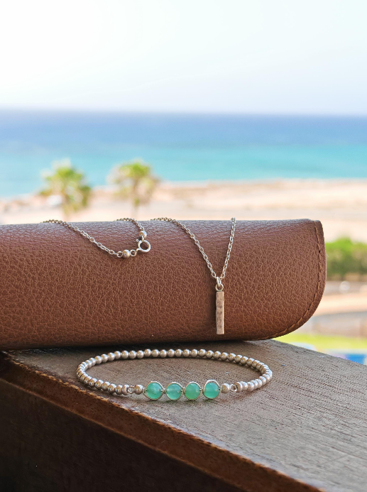 Chrysoprase Sterling Silver 3mm Bracelet, Stacking bracelet, Sterling Silver Elastic Bracelet, Minimalist bracelet, Statement bracelet