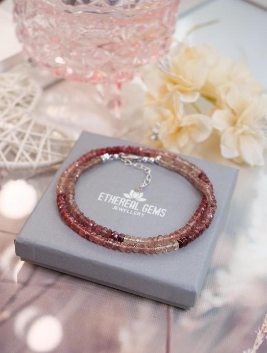 Andesine Beaded Natural Gemstone Sterling Silver Necklace, Genuine Top Grade Gift Jewelry, Women Jewelry, Fashion Crystal Energy Jewellery