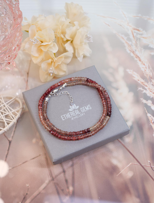 Andesine Beaded Natural Gemstone Sterling Silver Necklace, Genuine Top Grade Gift Jewelry, Women Jewelry, Fashion Crystal Energy Jewellery