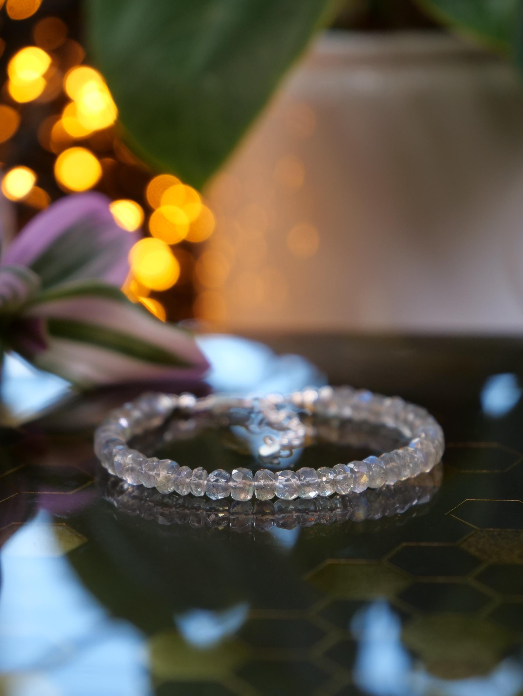 Labradorite 5mm Beaded Natural Gemstone Sterling Silver / 14ct Gold Filled Elastic Bracelet, Genuine Top Grade Gift Jewellery, Women Jewelry