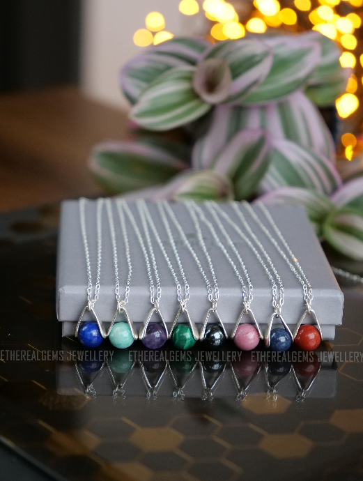 Gemstone Necklace, Natural Gemstone Sterling Silver Necklace, Gemstone pendant, Gemstone jewellery, Gemstone gift, Women Fashion Jewelry
