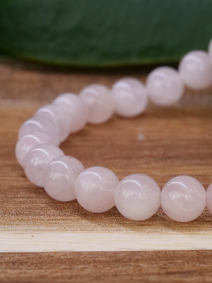 Rose Quartz 8mm Beaded Natural Gemstone Elastic Bracelet, Genuine Top Grade Gift Jewelry, Men Women Fashion Crystal Energy Jewellery