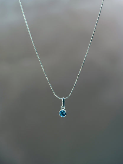 Dainty Aqua Swarovski March Birthstone Sterling Silver Jewellery Set