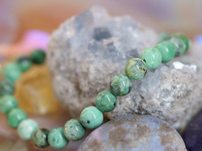 Variscite 8mm Beaded Natural Gemstone Elastic Bracelet, Genuine Top Grade Gift Jewelry, Men Women Fashion Crystal Energy Jewellery