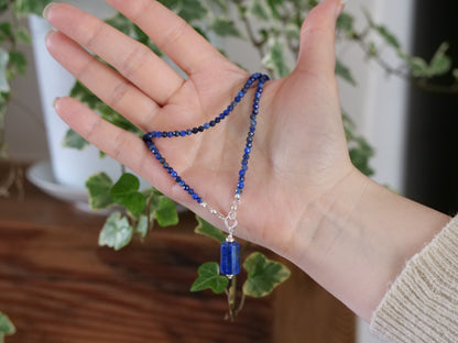 Lapis Lazuli 3mm Beaded Natural Gemstone Sterling Silver/14ct Gold Filled Necklace, Genuine Top Grade Gift Jewelry, Women Fashion Jewellery