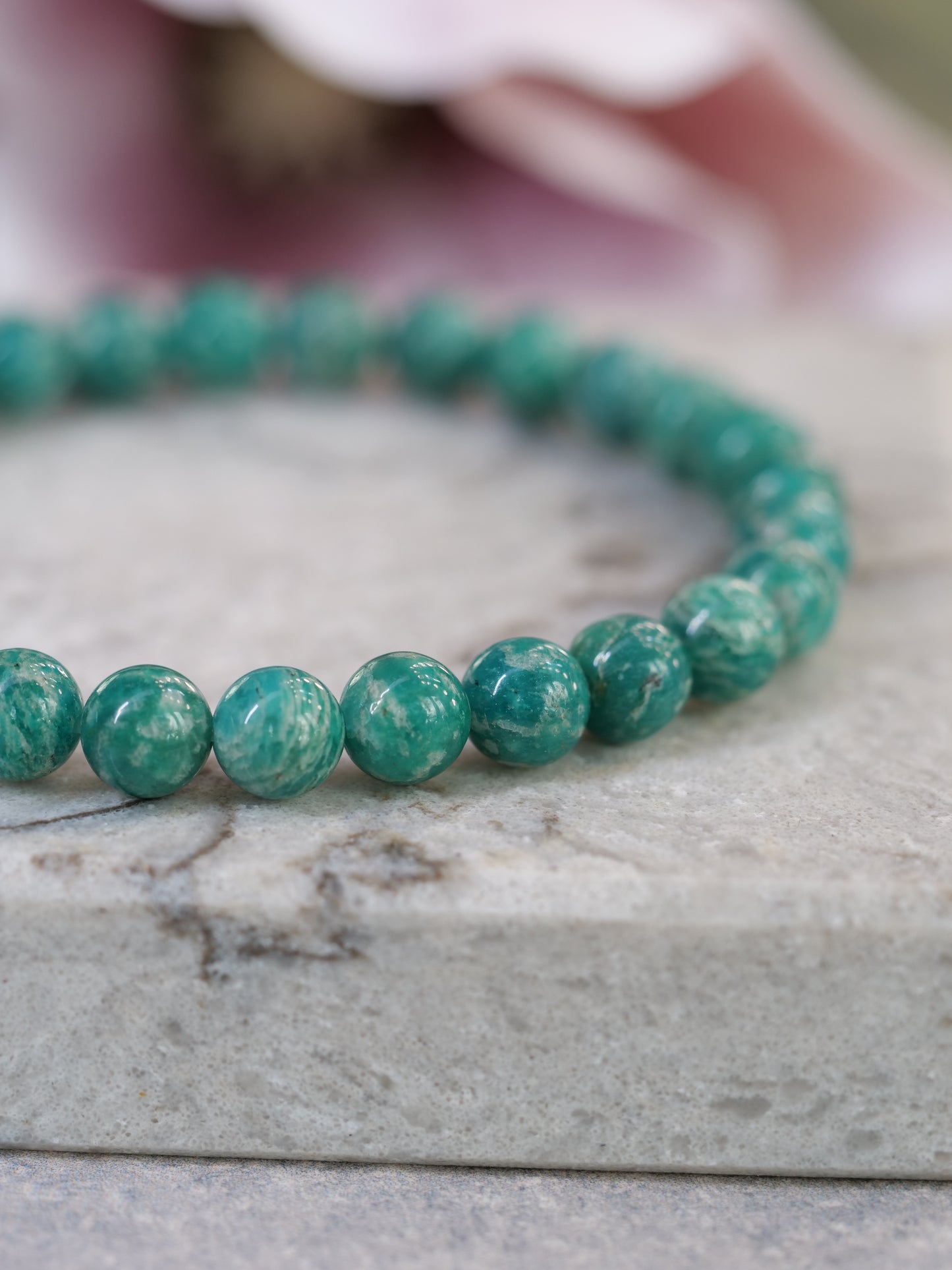 Green Amazonite 8mm Beaded Natural Gemstone Elastic Bracelet, Genuine Top Grade Gift Jewelry, Men Women Fashion Crystal Energy Jewellery