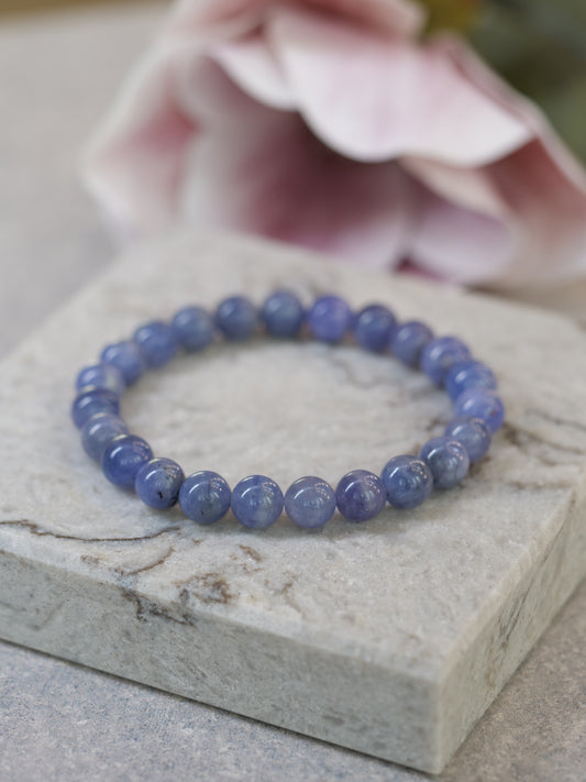 Tanzanite 8mm Beaded Natural Gemstone Elastic Bracelet, Genuine Top Grade Gift Jewelry, Men Women Fashion Crystal Energy Jewellery