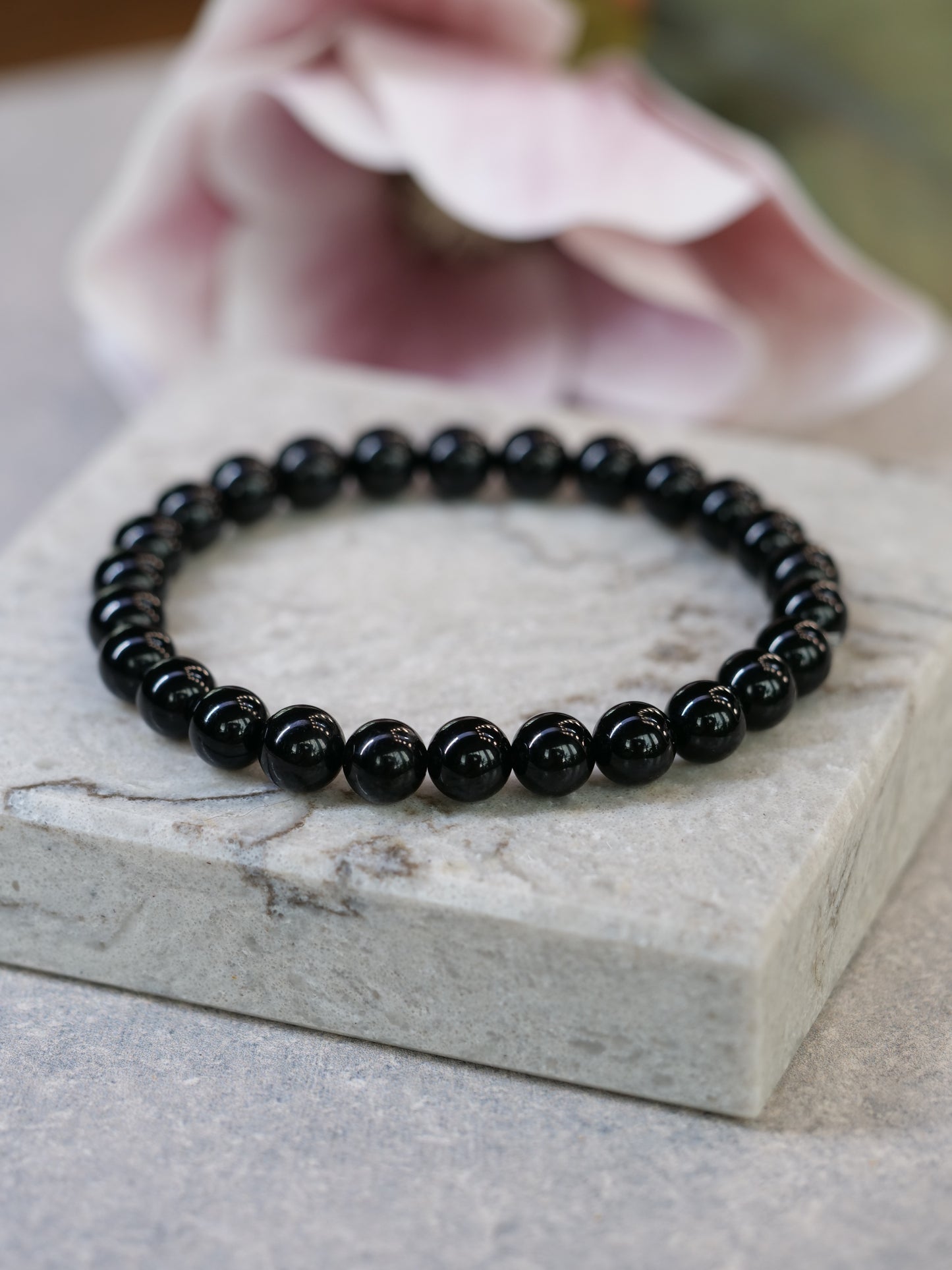 Black Onyx 8mm Beaded Natural Gemstone Elastic Bracelet, Genuine Top Grade Gift Jewelry, Men Women Fashion Crystal Energy Jewellery