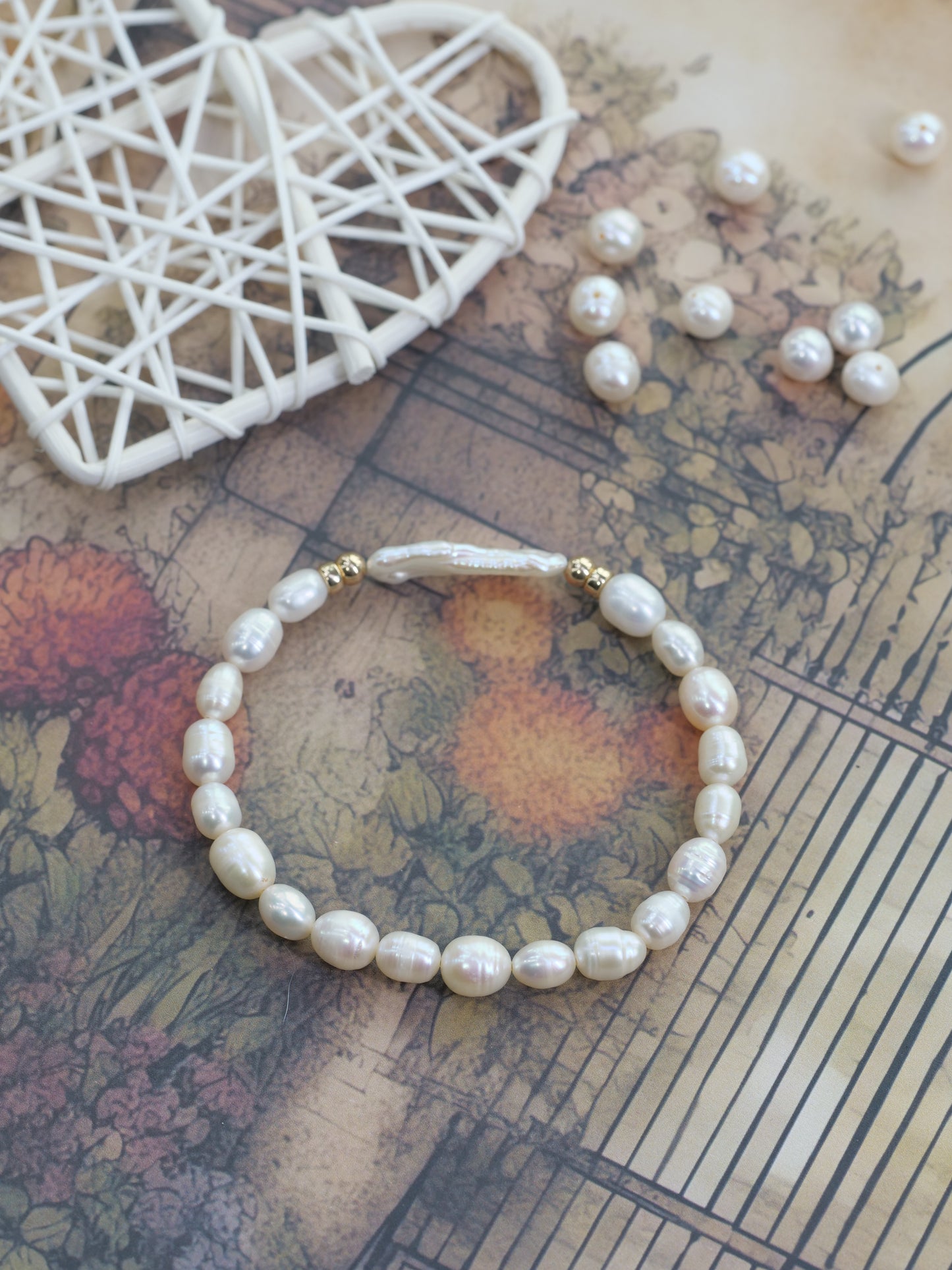 Freshwater Pearl Beaded Natural Gemstone Sterling Silver/14ct Gold Filled Elastic Bracelet, Genuine Top Grade Gift Jewelry, Women Fashion Jewellery