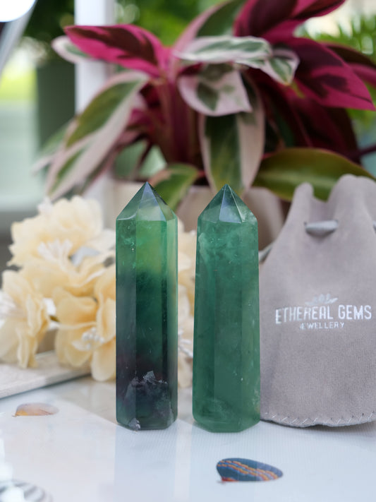 Green Fluorite 3-inch Natural Energy Crystal Tower Point Mineral Gemstone, Home Decoration Obelisk Gift Meditation Wand Gem