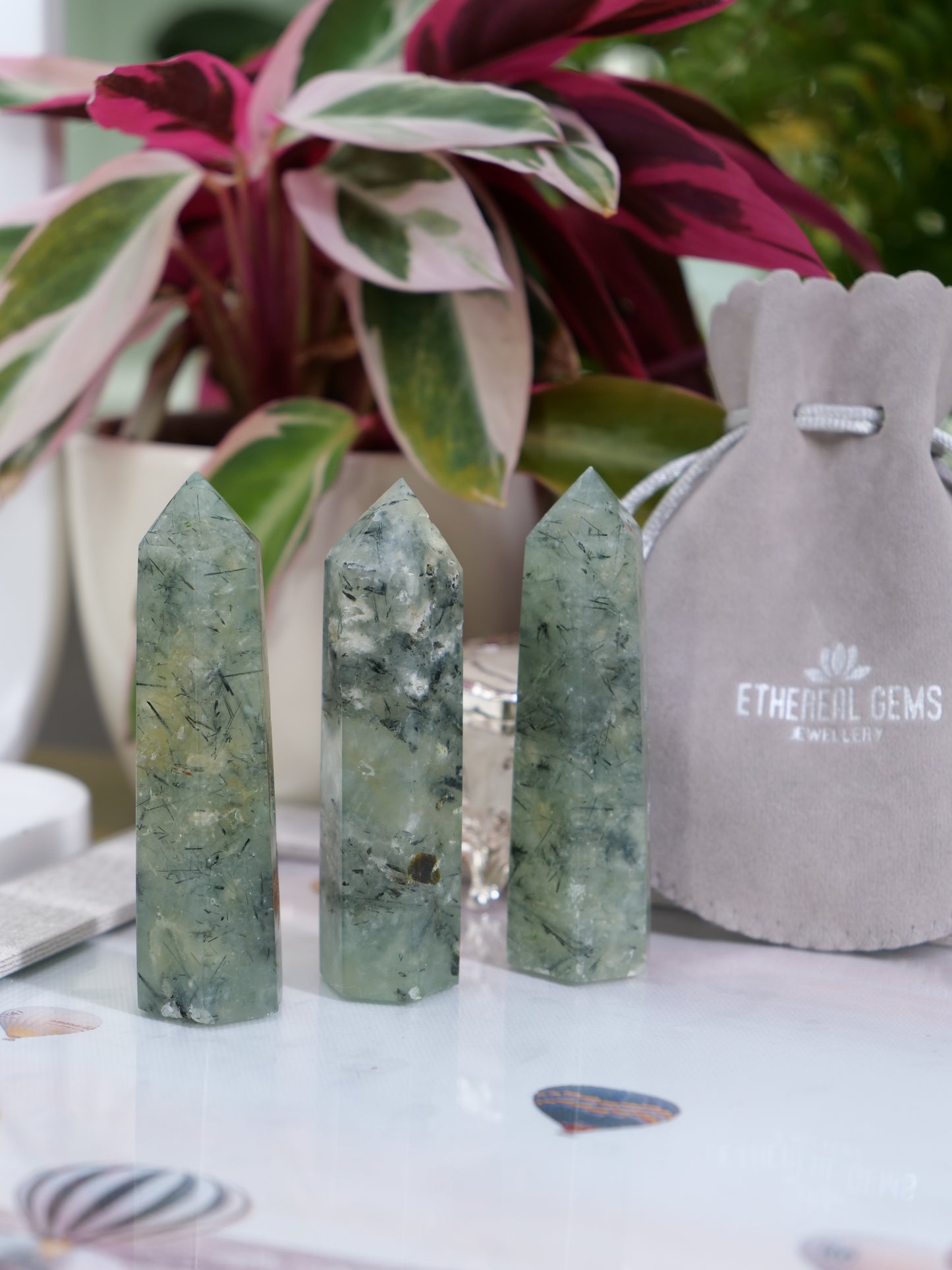 Prehnite 3-inch Natural Energy Crystal Tower Point Mineral Gemstone, Home Decoration Obelisk Gift Meditation Wand Gem