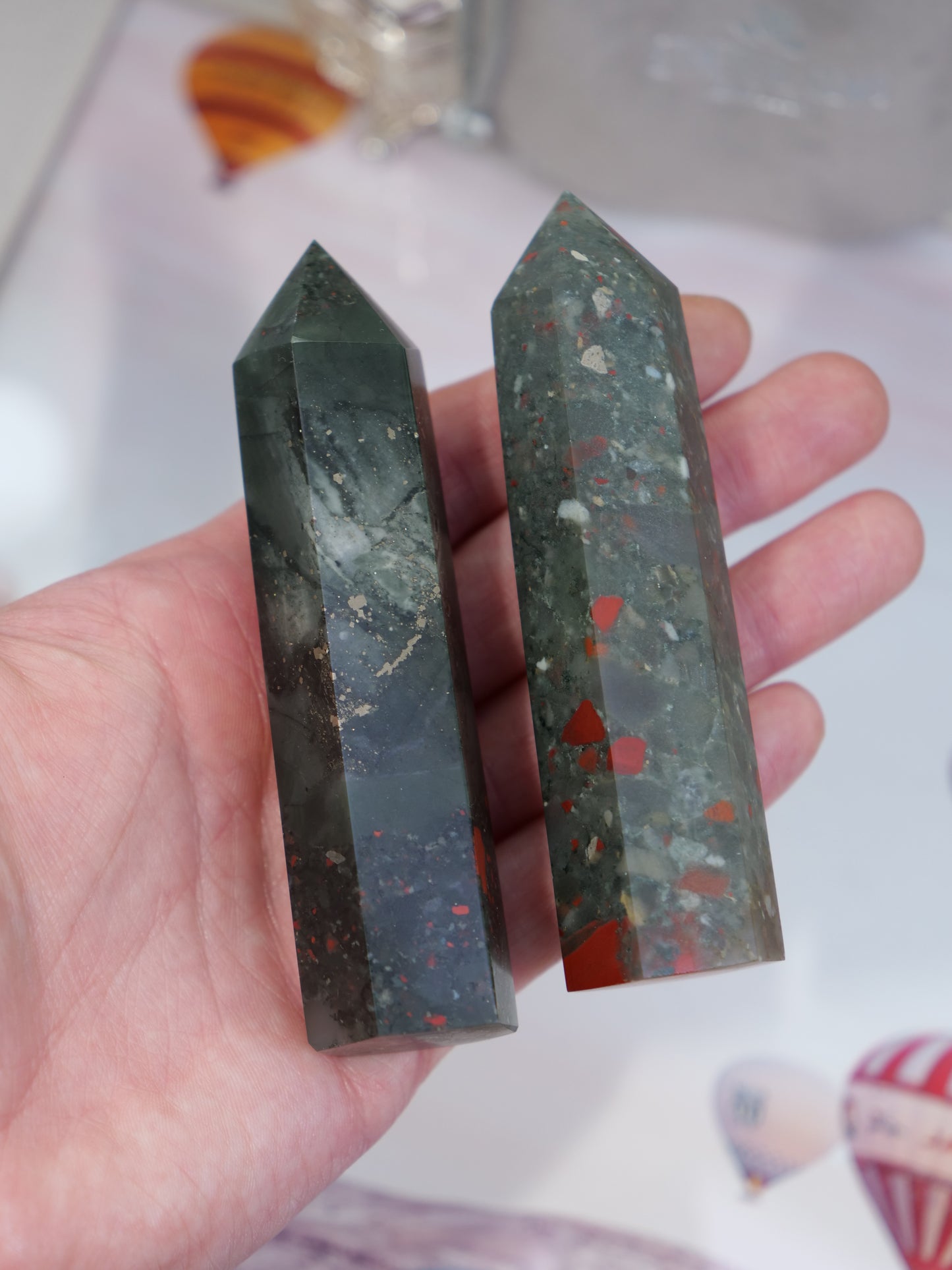 Bloodstone 3.9-inch Natural Energy Crystal Tower Point Mineral Gemstone, Home Decoration Obelisk Gift Meditation Wand Gem