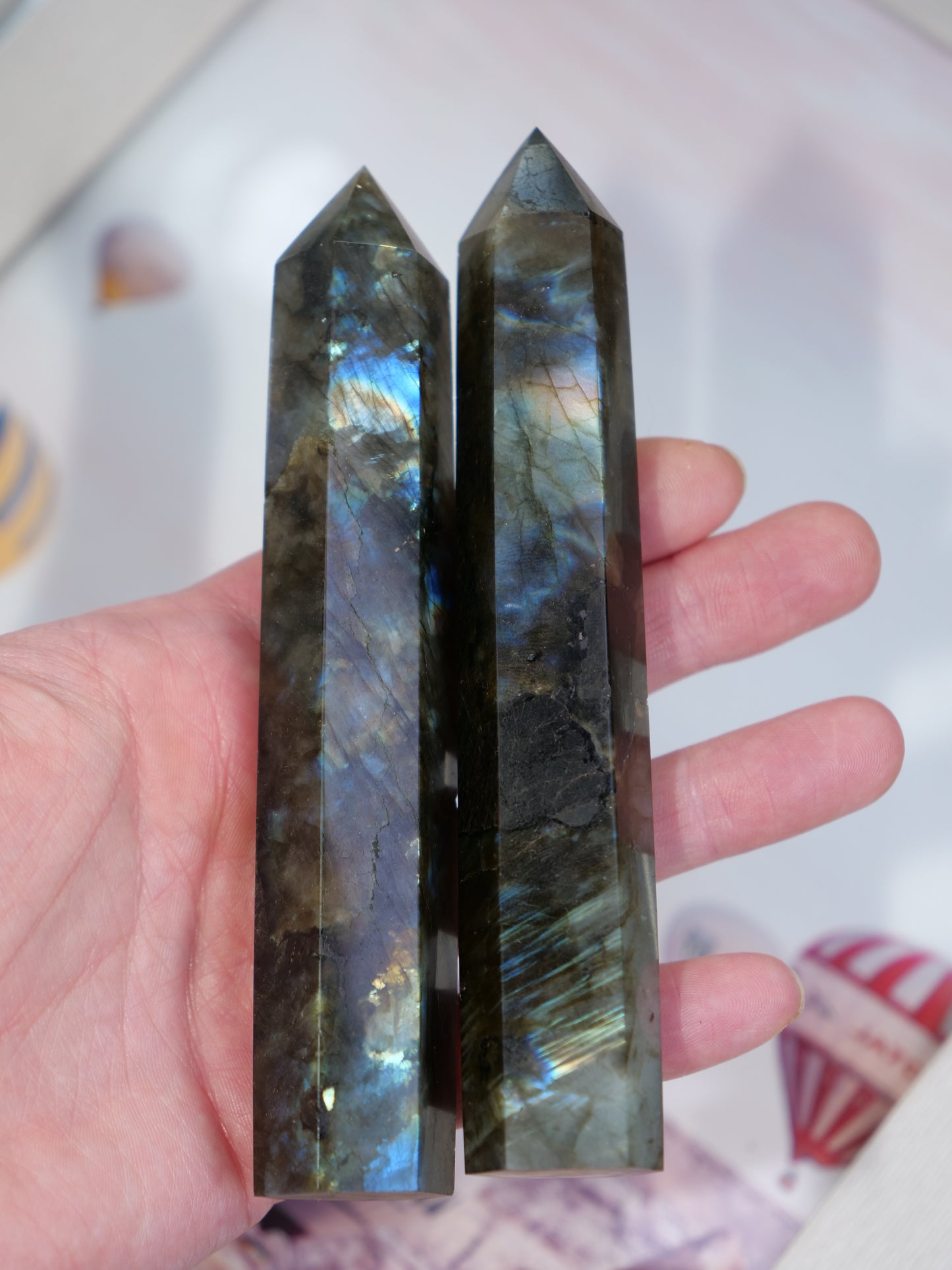 Labradorite 5-inch Natural Energy Crystal Tower Point Mineral Gemstone, Home Decoration Obelisk Gift Meditation Wand Gem