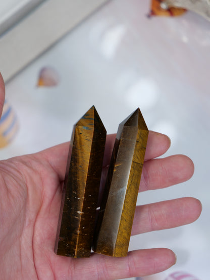 Tigers Eye 3-inch Natural Energy Crystal Tower Point Mineral Gemstone, Home Decoration Obelisk Gift Meditation Wand Gem