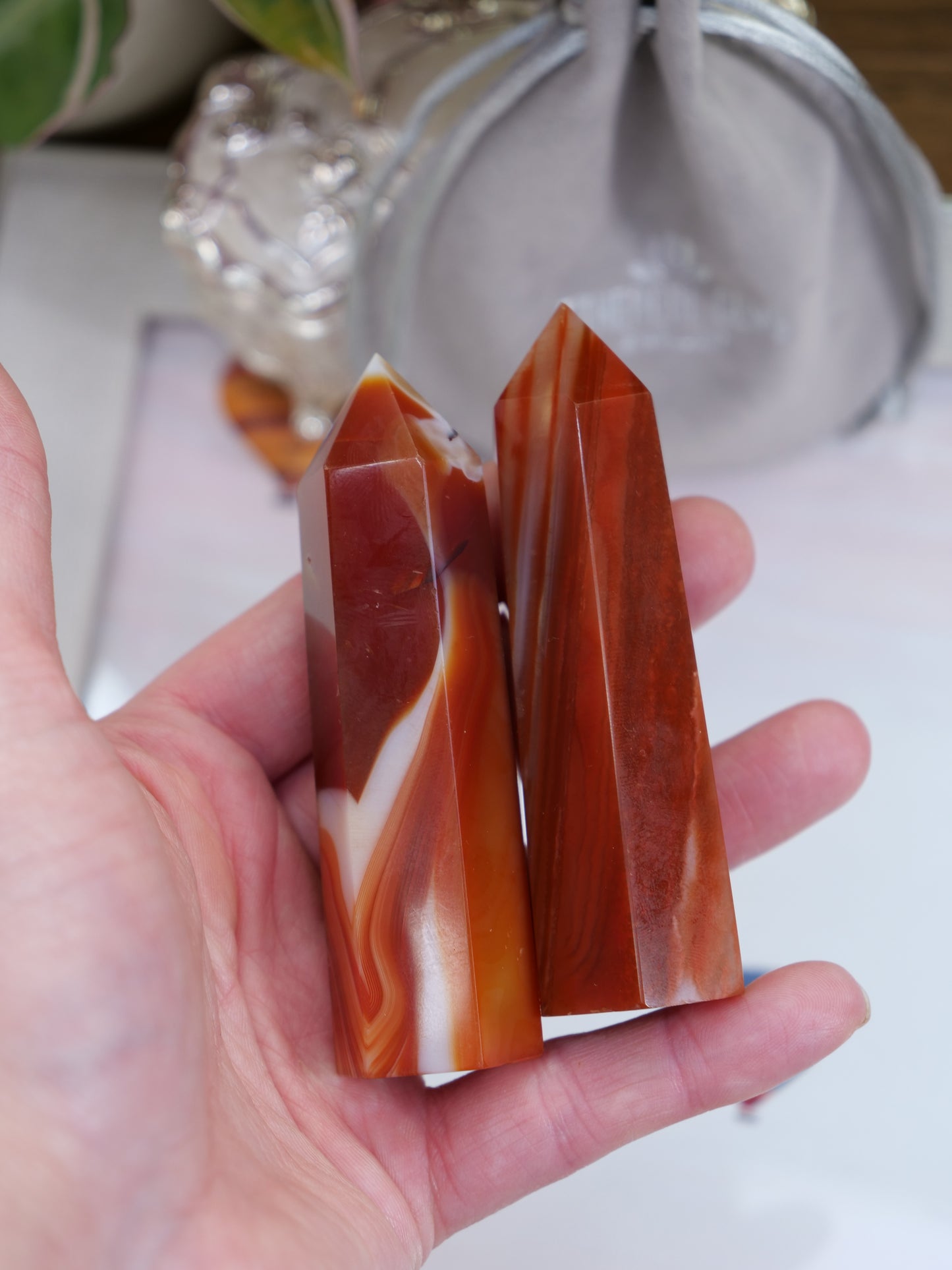 Red Agate 3-inch Natural Energy Crystal Tower Point Mineral Gemstone, Home Decoration Obelisk Gift Meditation Wand Gem