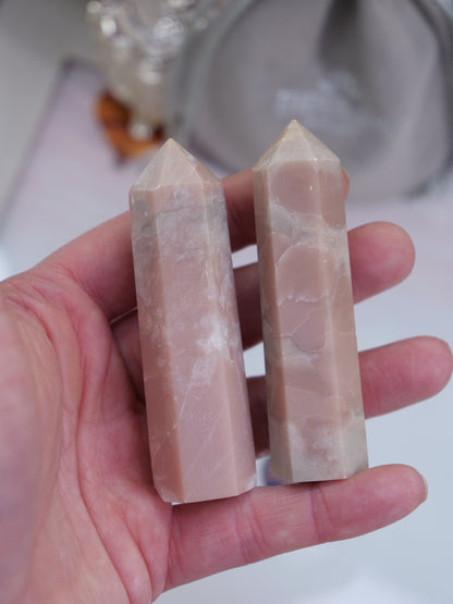 Pink Opal 3-inch Natural Energy Crystal Tower Point Mineral Gemstone, Home Decoration Obelisk Gift Meditation Wand Gem