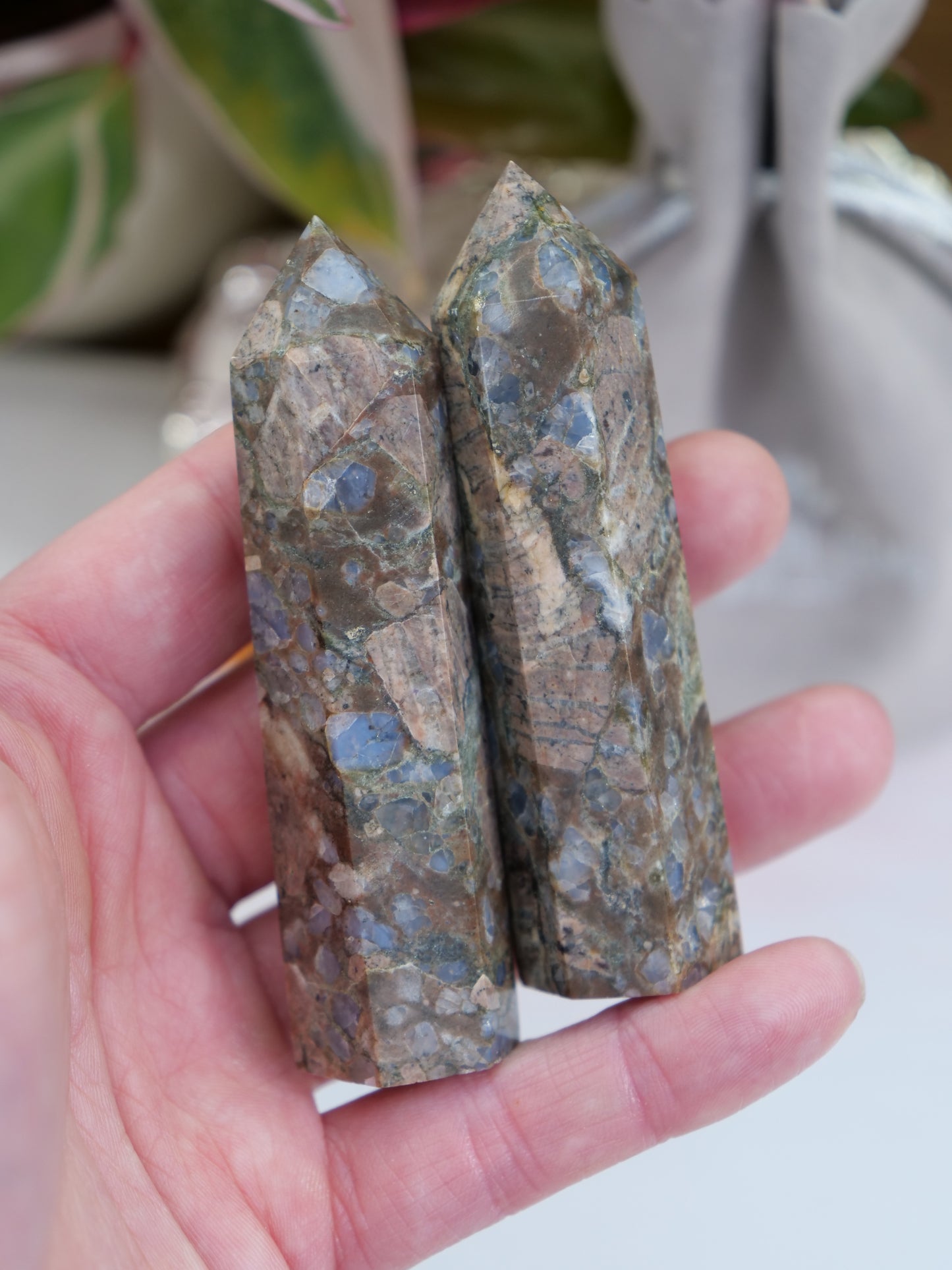 Llanite Opal 3-inch Natural Energy Crystal Tower Point Mineral Gemstone, Home Decoration Obelisk Gift Meditation Wand Gem