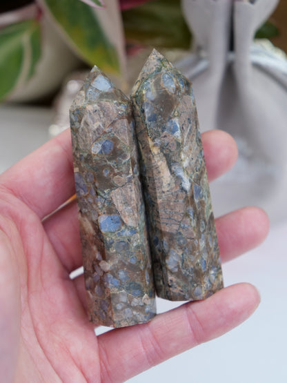 Llanite Opal 3-inch Natural Energy Crystal Tower Point Mineral Gemstone, Home Decoration Obelisk Gift Meditation Wand Gem