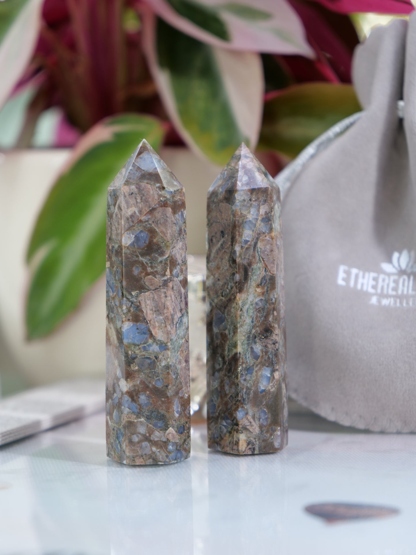 Llanite Opal 3-inch Natural Energy Crystal Tower Point Mineral Gemstone, Home Decoration Obelisk Gift Meditation Wand Gem