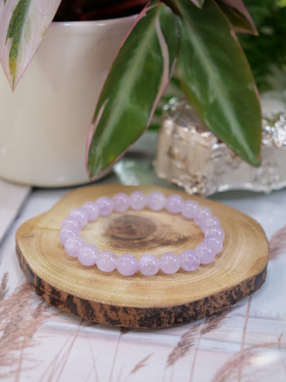 Lavender Amethyst 8mm Beaded Natural Gemstone Elastic Bracelet, Genuine Top Grade Gift Jewelry, Men Women Fashion Crystal Energy Jewellery