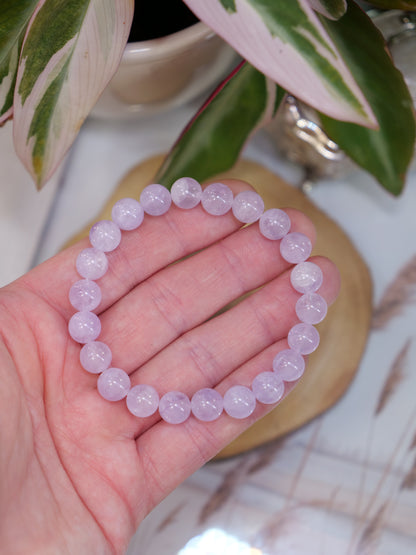 Lavender Amethyst 8mm Beaded Natural Gemstone Elastic Bracelet, Genuine Top Grade Gift Jewelry, Men Women Fashion Crystal Energy Jewellery