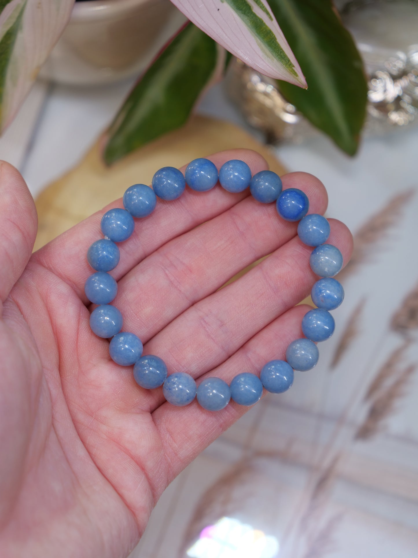 Blue Aventurine 8mm Beaded Natural Gemstone Elastic Bracelet, Genuine Top Grade Gift Jewelry, Men Women Fashion Crystal Energy Jewellery