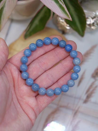 Blue Aventurine 8mm Beaded Natural Gemstone Elastic Bracelet, Genuine Top Grade Gift Jewelry, Men Women Fashion Crystal Energy Jewellery