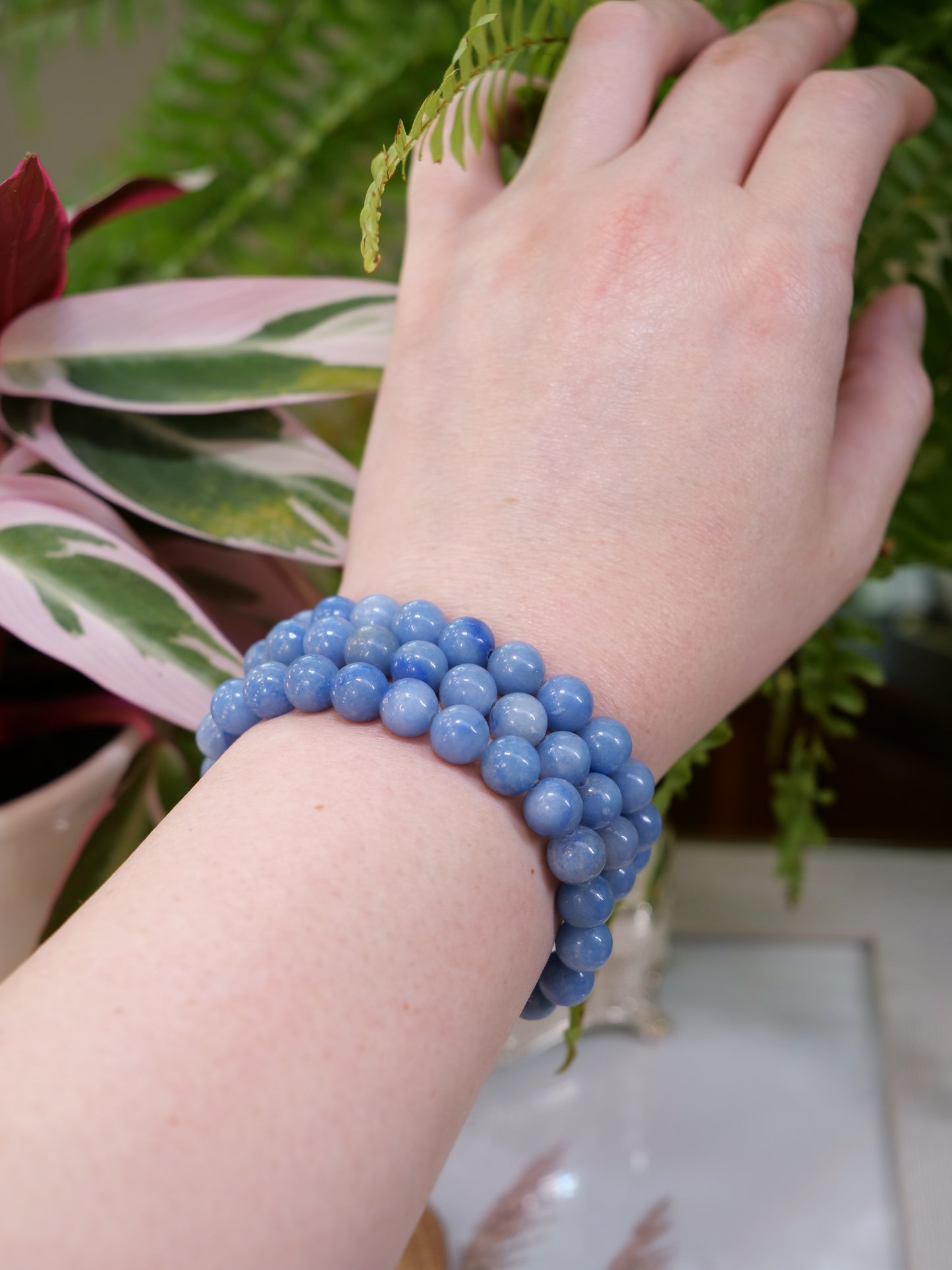 Blue Aventurine 8mm Beaded Natural Gemstone Elastic Bracelet, Genuine Top Grade Gift Jewelry, Men Women Fashion Crystal Energy Jewellery