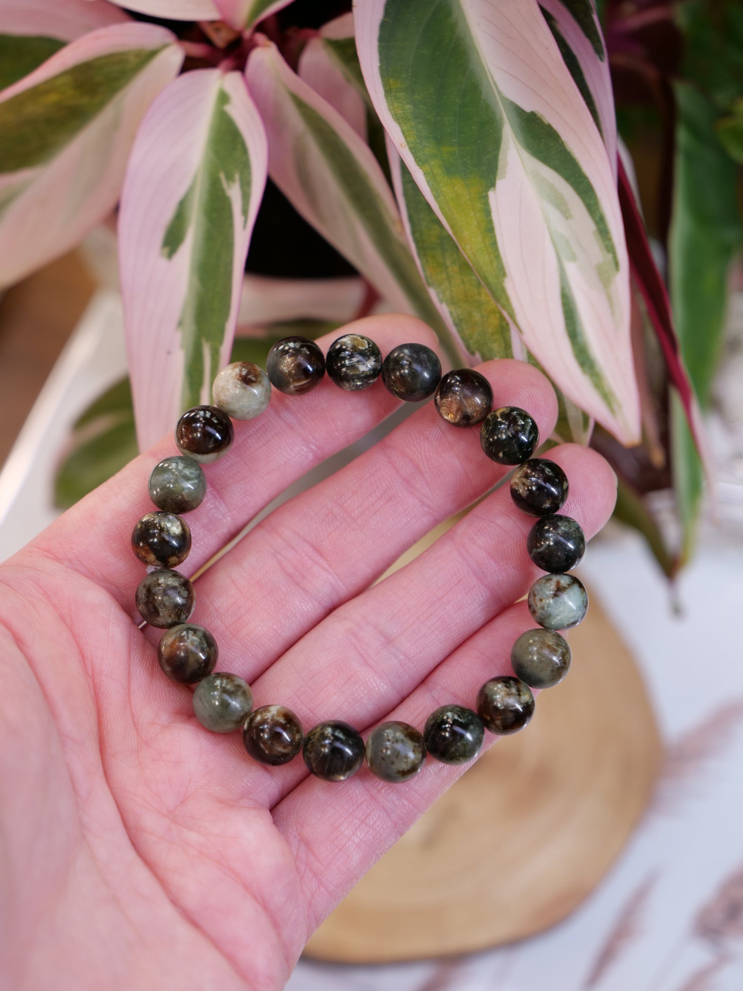 Biotite 8mm Beaded Natural Gemstone Elastic Bracelet, Genuine Top Grade Gift Jewelry, Men Women Fashion Crystal Energy Jewellery