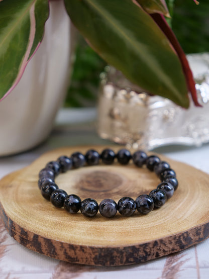 Indigo Gabbro 8mm Beaded Natural Gemstone Elastic Bracelet, Genuine Top Grade Gift Jewelry, Men Women Fashion Crystal Energy Jewellery