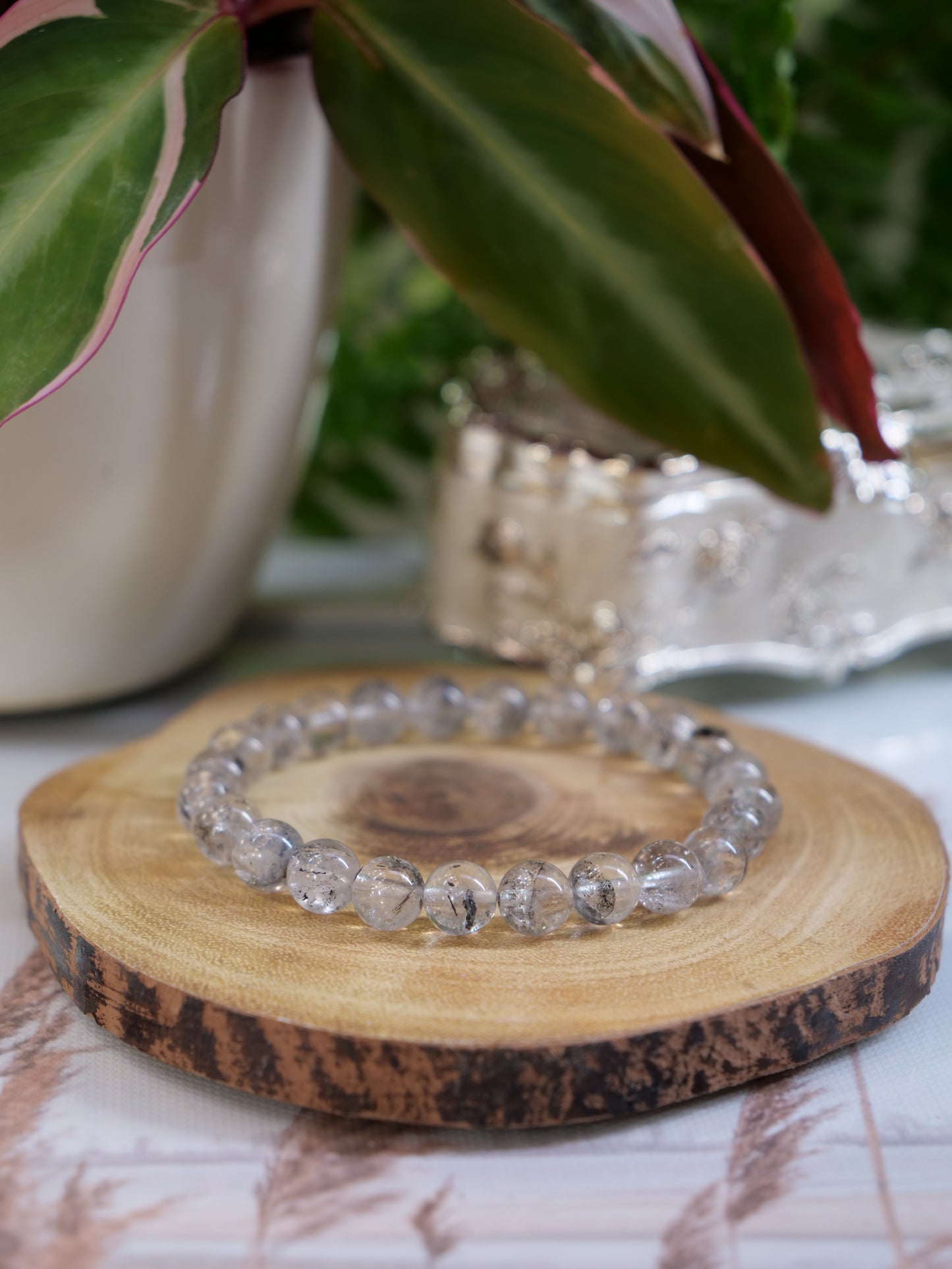 Herkimer Diamond 8mm Beaded Natural Gemstone Elastic Bracelet, Genuine Top Grade Gift Jewelry, Men Women Fashion Crystal Energy Jewellery