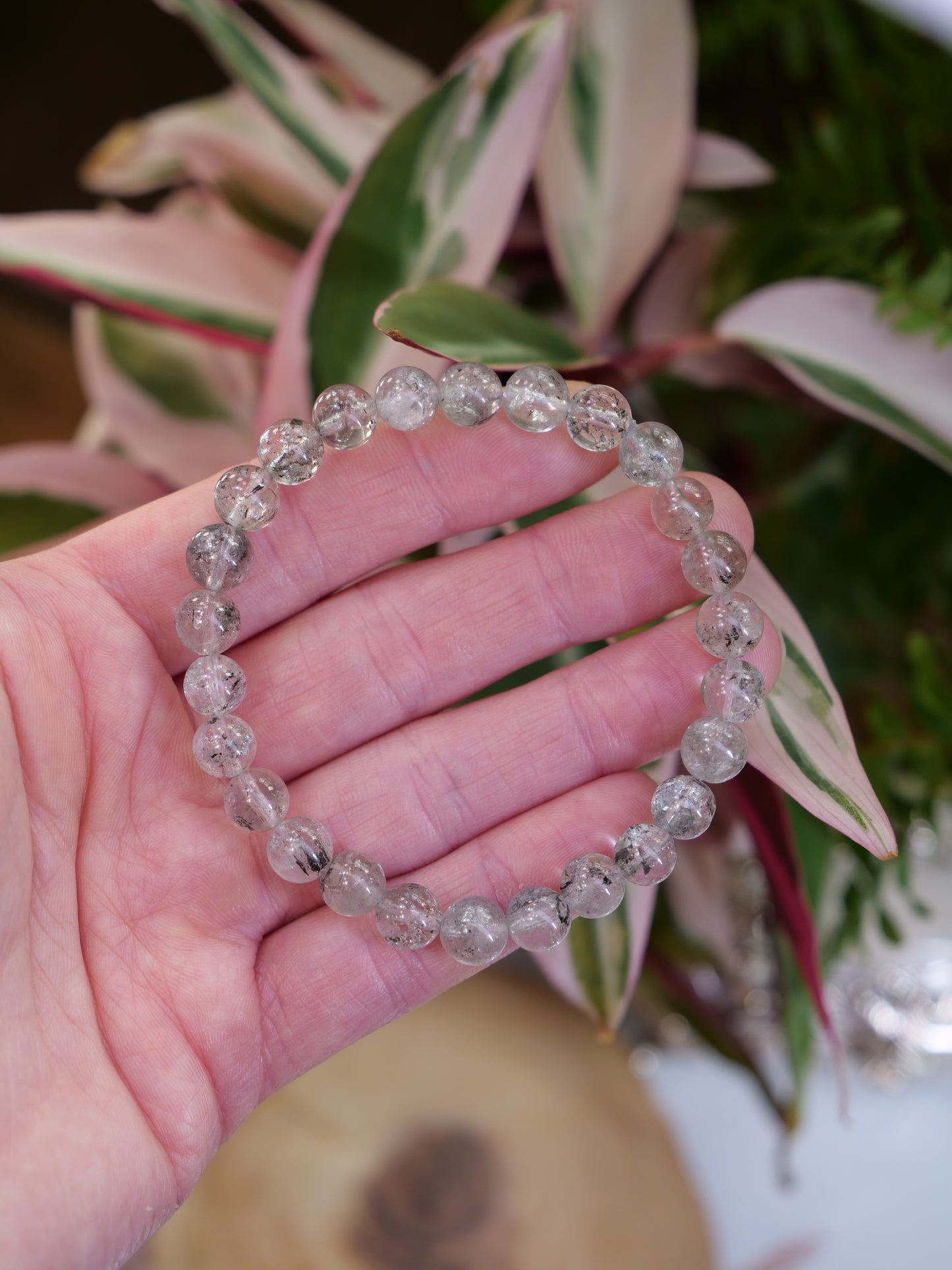 Herkimer Diamond 8mm Beaded Natural Gemstone Elastic Bracelet, Genuine Top Grade Gift Jewelry, Men Women Fashion Crystal Energy Jewellery